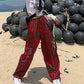 Gothic goth emo Punk Cargo Plaid Pants Women Gothic Harajuku Red Checkered Wide Leg Trousers pants Female Autumn Streetwear Hippie Fashion # 194