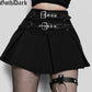 Goth Dark Sexy Gothic Mini Skirts Black Grunge Punk Style Pleated High Waist Women Skirt With Rivet Patchwork Fashion Partywear # 216