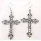 Gothic goth emo dark Cross Dangle Drop Earrings Women Baroque Goth Gothic Vintage Statement Metal Jewelry Accessories Big Long Party Gift # 8