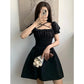 Gothic Women Mini Dress Ruffles Summer Vintage Dark Dress Party Dresses 90s Aesthetics Slim Elastic Waist Clubwear goth emo dark lolita  # 128