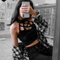 Gothic emo Goth Pentagram Black Camis Vintage Velvet Sexy Corset Tops Gothic Halter Backless Hollow Out Crop Tops Basic Streetwear # 282