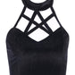 Gothic emo Goth Pentagram Black Camis Vintage Velvet Sexy Corset Tops Gothic Halter Backless Hollow Out Crop Tops Basic Streetwear # 282