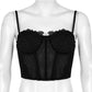 Gothic emo Womens Sexy Sling Corset Top Solid Lace Patchwork Hollow Out See Through Tank Tops Streetwear Vest Harajuku Y2k Crop Top Blouse  # 162