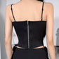 Goth emo Grunge Goth Top Vintage Harajuku Sexy Cut Out Zipper Camisole Punk Spider Net Graphic Backless Summer Basic Crop Camis # 289