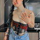 InsGoth Grunge Punk Portrait Print Black Camis Streetwear Sleeveless Backless Tube Hidden Button Corset Tops E Girl Goth Clothes gothic goth # 298