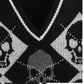 Goth emo punk Y2K Gothic Knit Sweater Vest Skull Argyle Print Pattern Knitwear V-neck Pullover Fashion Jumper Top Women Halloween Streetwear # 155