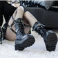 Gothic goth emo rave Autumn Winter Punk Halloween Witch Cosplay Platform High Wedges Heels Black Gothic Calf Boots boot Shoes Big Size 43  # 29