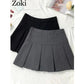 Gothic goth emo dark black Vintage Gray Pleated Skirt Women Kawaii High Waist Mini Skirts Fashion School Uniform Harajuku Streetwear Spring  # 175