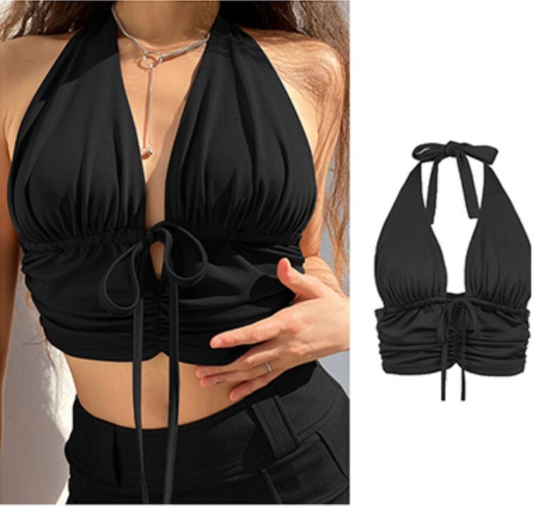 Gothic goth Black Corset Top Sexy Gothic Clothes Spaghetti Strap Crop Tops Fashion High Street 90s Y2k Aesthetic Summer Women Camisole Party # 334