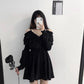 Dress Plus Size 4XL Lace Up Black Sexy High Waist Off Shoulder Long Sleeve Goth dress gothic aesthetic Goth clothing Bimbo clothing Alt # 69