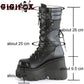 Gothic goth emo rave Autumn Winter Punk Halloween Witch Cosplay Platform High Wedges Heels Black Gothic Calf Boots boot Shoes Big Size 43  # 29